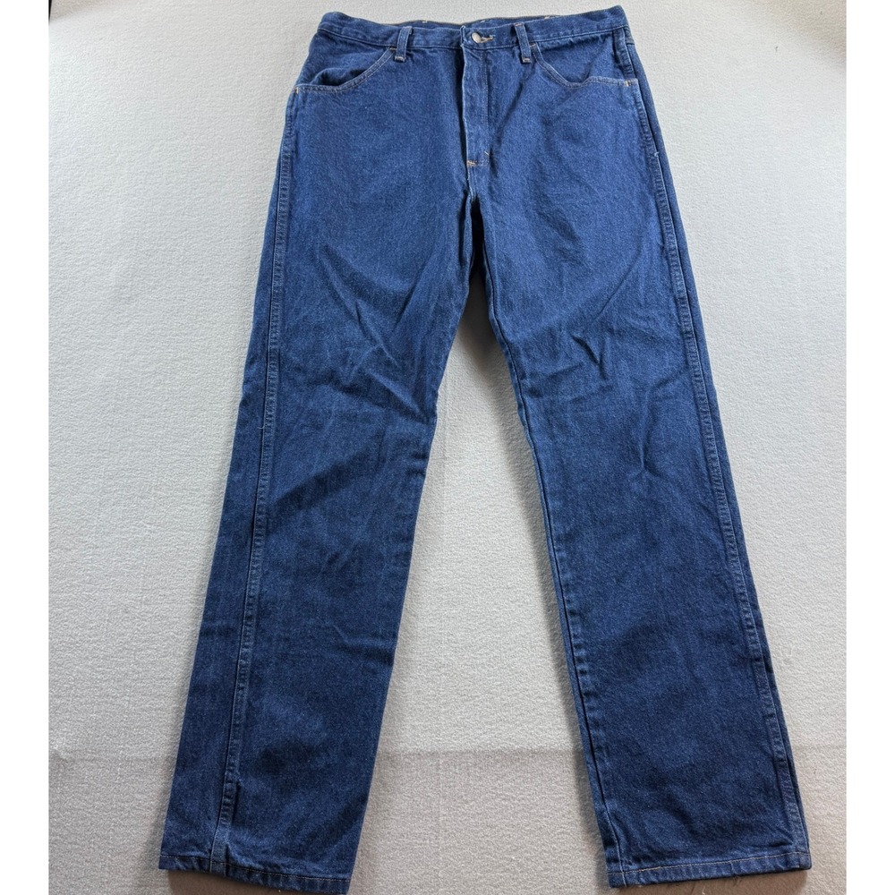 Rustler Jeans Mens 36x34 Blue Regular Fit Straight Leg Heavyweight Denim 87619PW